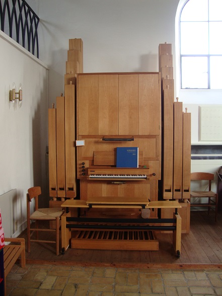Aunsø Kirkes orgel - Leveret og opsat i 1970 som et Starup & Søn standardorgel. Foto: Flemming Paulsen